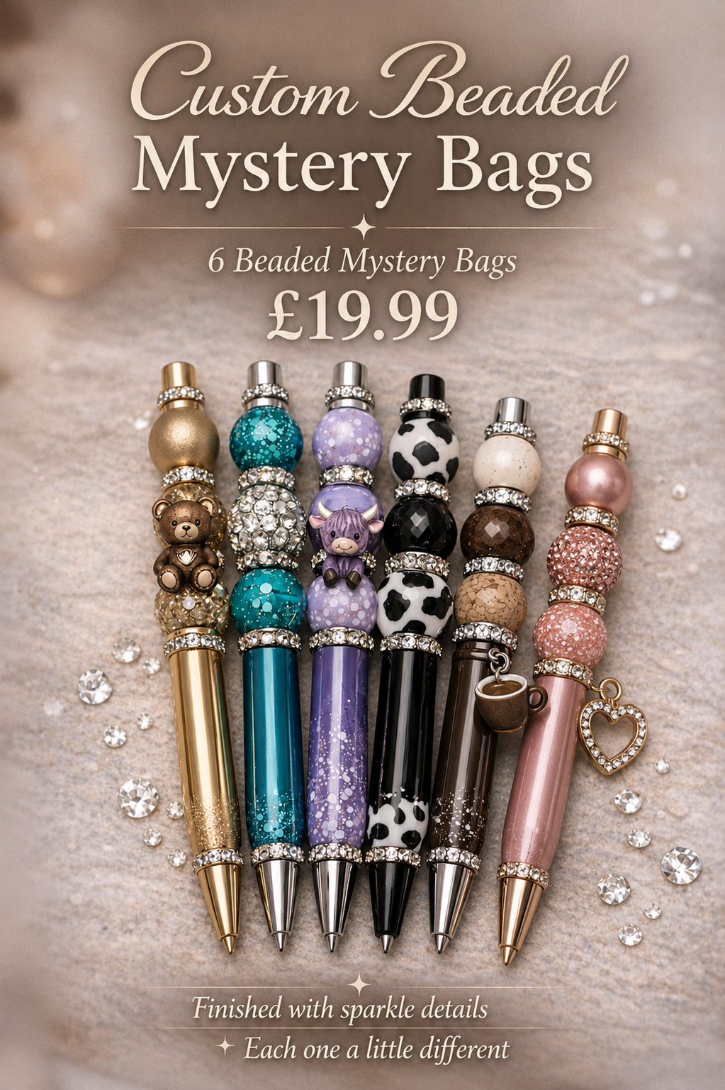 6 Customised beaded pen mystery bags