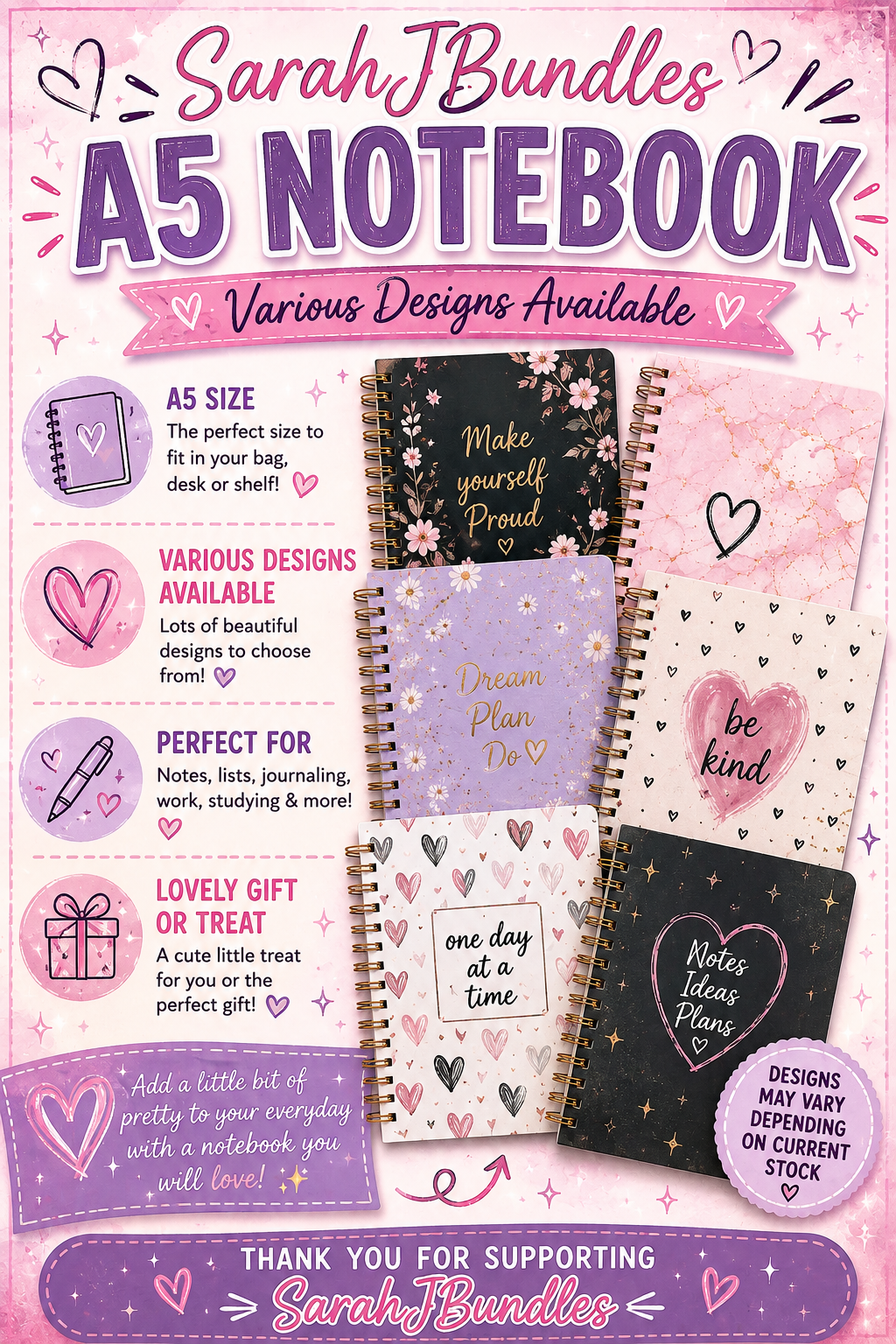 A5 Notebook – Various Designs Available 📓✨
