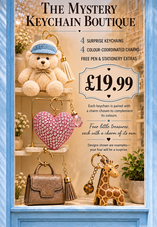 Mystery Keychain Bundle – 4 Keychains & Colour-Coordinated Charms